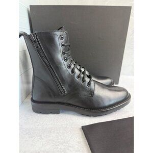 The Kooples Men’s Ranger Black Leather Lace-Up Combat Boots Zippers‎ FR 41/US 10